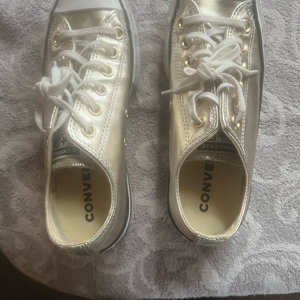 Converse Metallic Silver Low-Tops